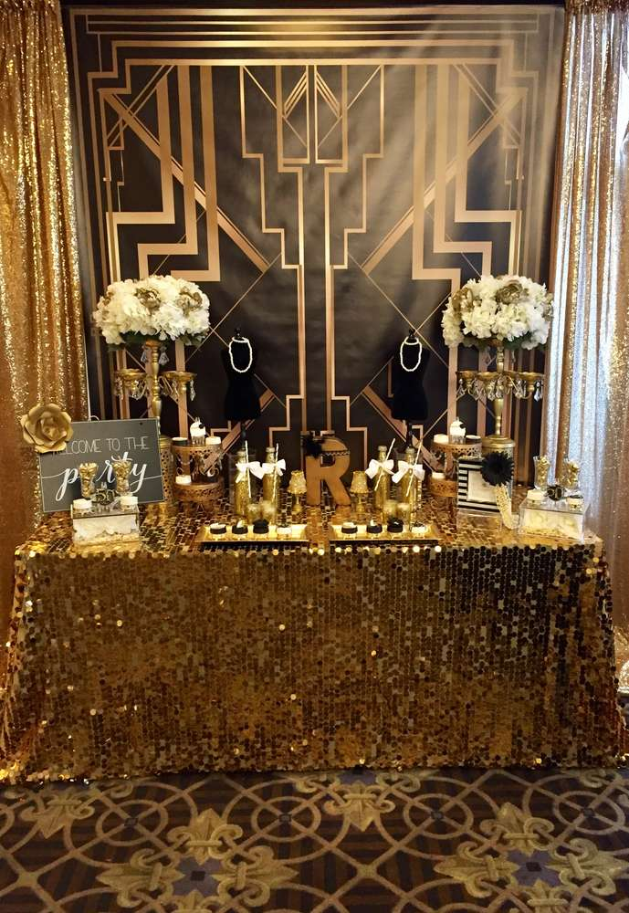 1920s Themed Party Backdrop Black And Gold 30th 40th Birthday Backdrop-ubackdrop