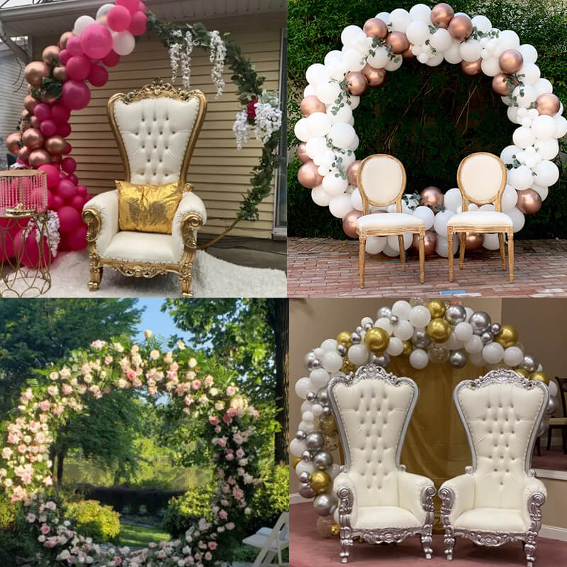 6.5 Ft Round Gold Aluminum Wedding Arch Photo Booth Backdrop Stand-ubackdrop