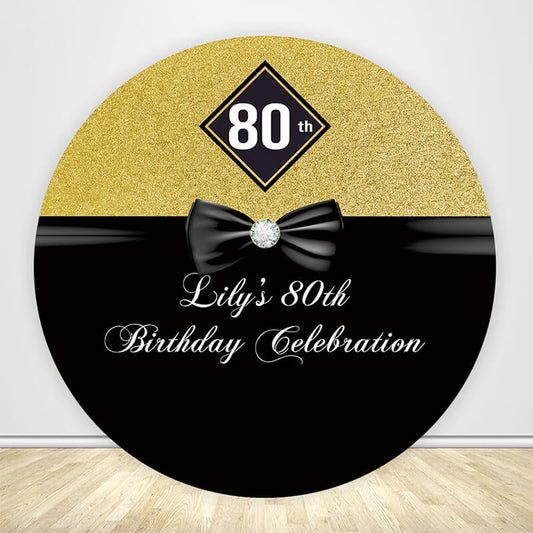 80th Birthday Celebration Circle Backdrop Cover-ubackdrop