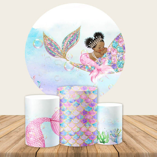 Baby Mermaid Round Backdrop-ubackdrop