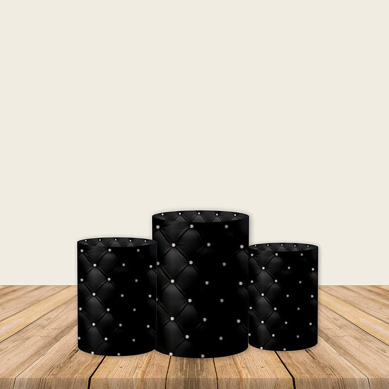 Black Stereo Birthday Fabric Pedestal Covers-ubackdrop