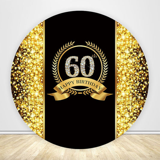 Black and Gold Birthday Circle Backdrop Cover-ubackdrop