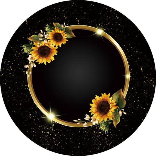 Black and Gold Birthday Party Round Backdrop-ubackdrop