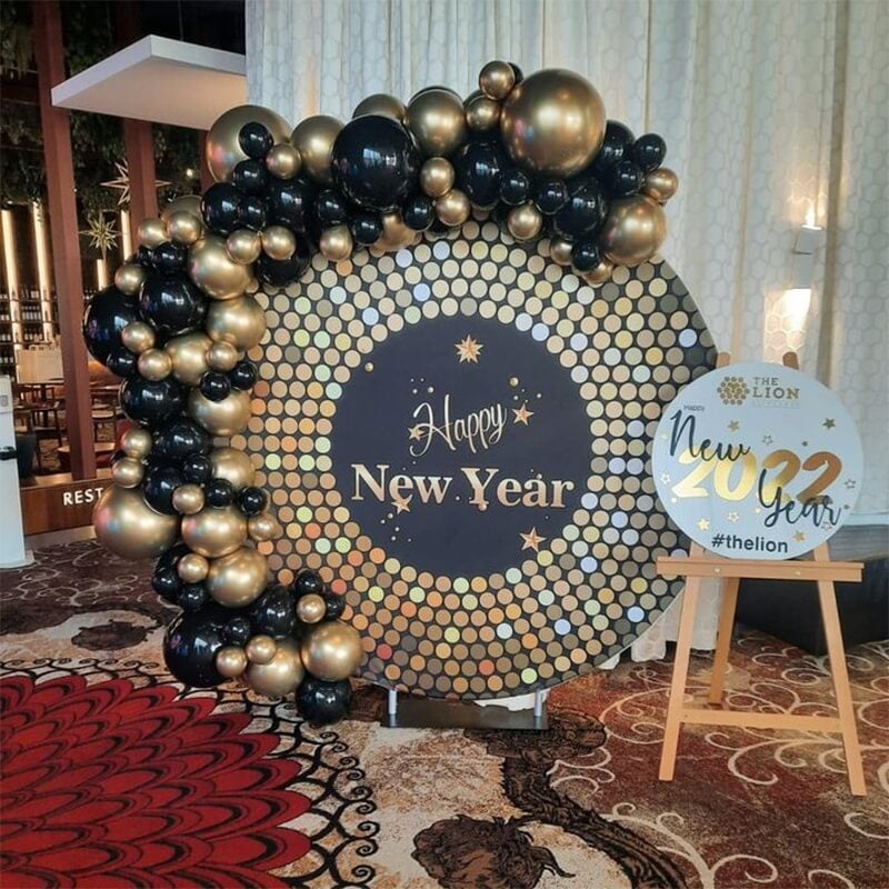 Black and Gold Circle Backdrop Cover-ubackdrop