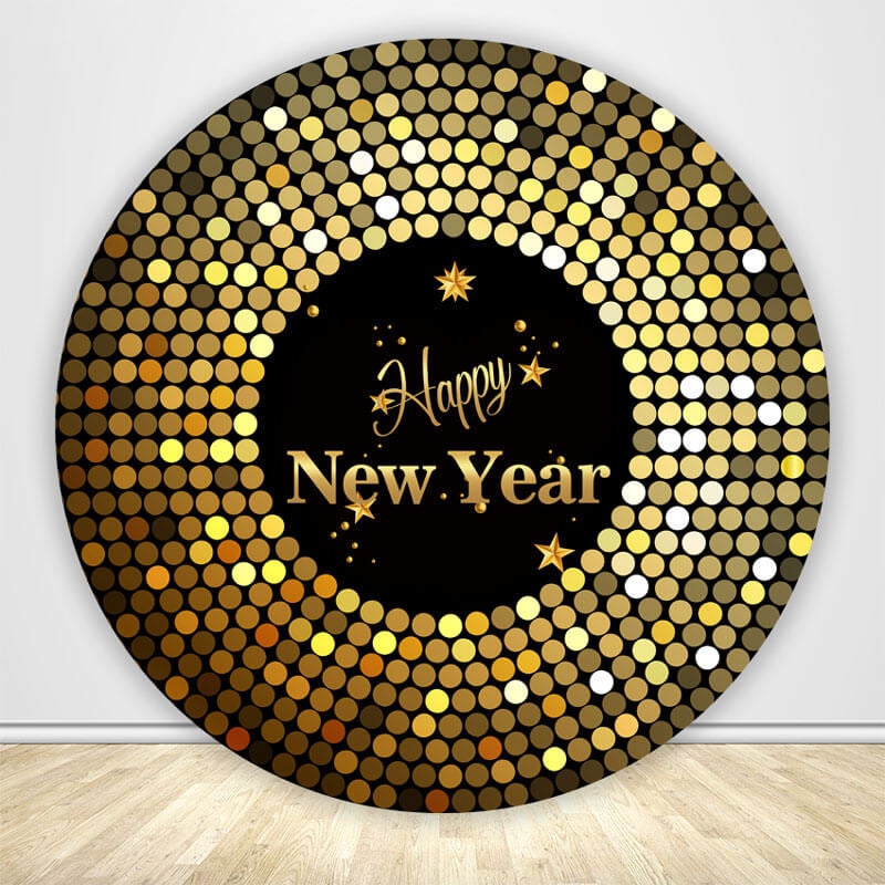 Black and Gold Circle Backdrop Cover-ubackdrop