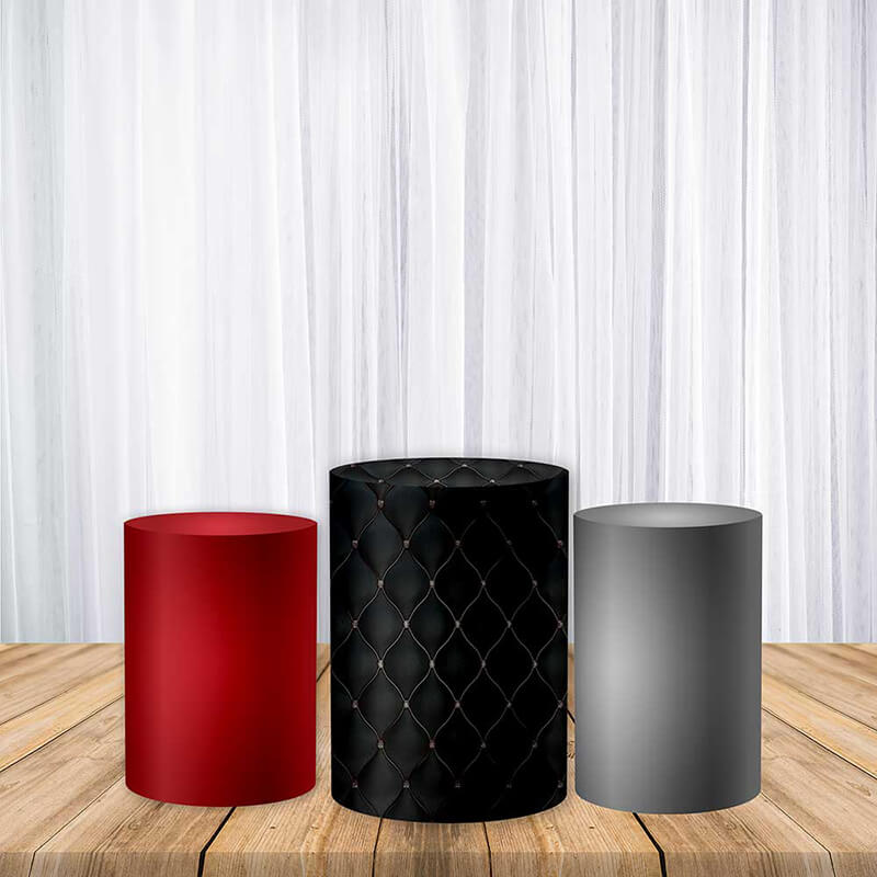 Black and Red Fabric Pedestal Covers-ubackdrop