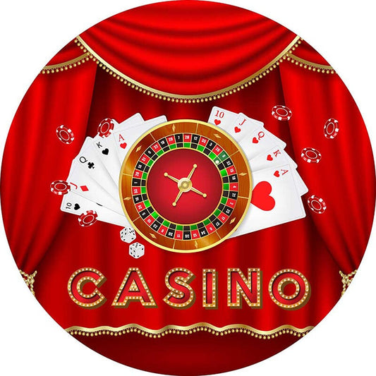 Casino Night Birthday Circle Backdrop Cover-ubackdrop