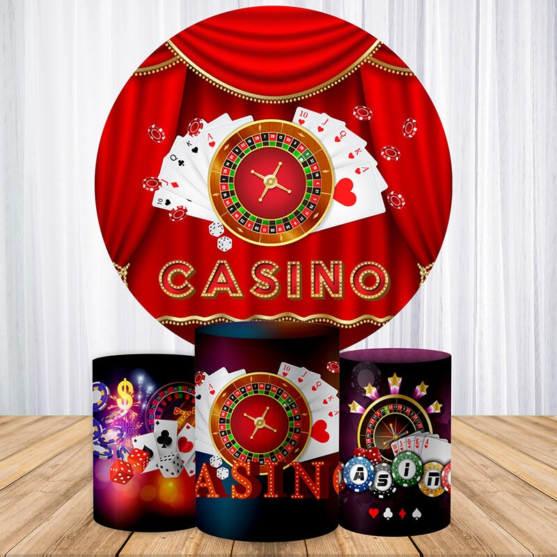 Casino Night Birthday Circle Backdrop Cover-ubackdrop