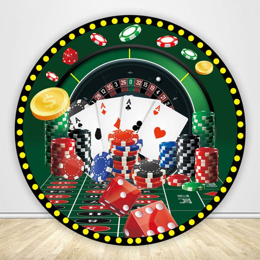 Casino Playing Cards Circle Backdrop Cover-ubackdrop