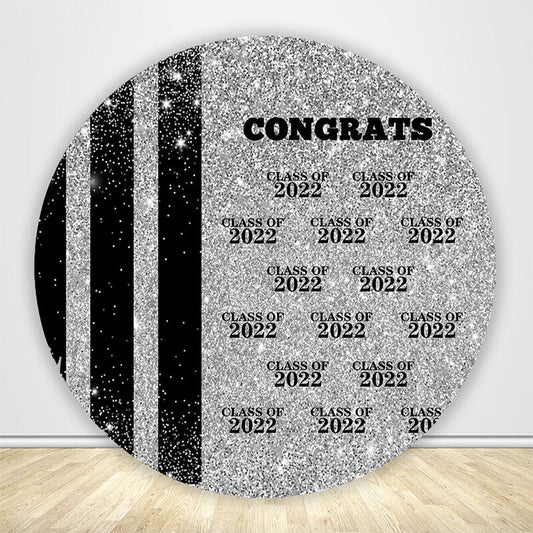 Class of 2022 Glitter Silver Circle Backdrop Cover-ubackdrop