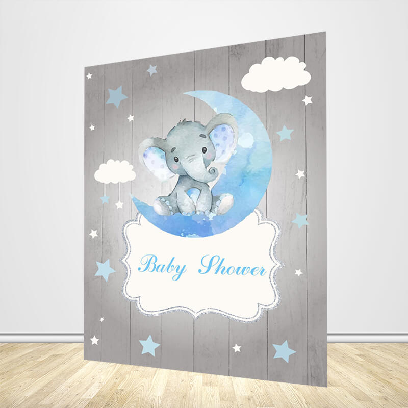 Elephant Boy Table Backdrop Moon& Clouds&Stars Kids Birthday-ubackdrop