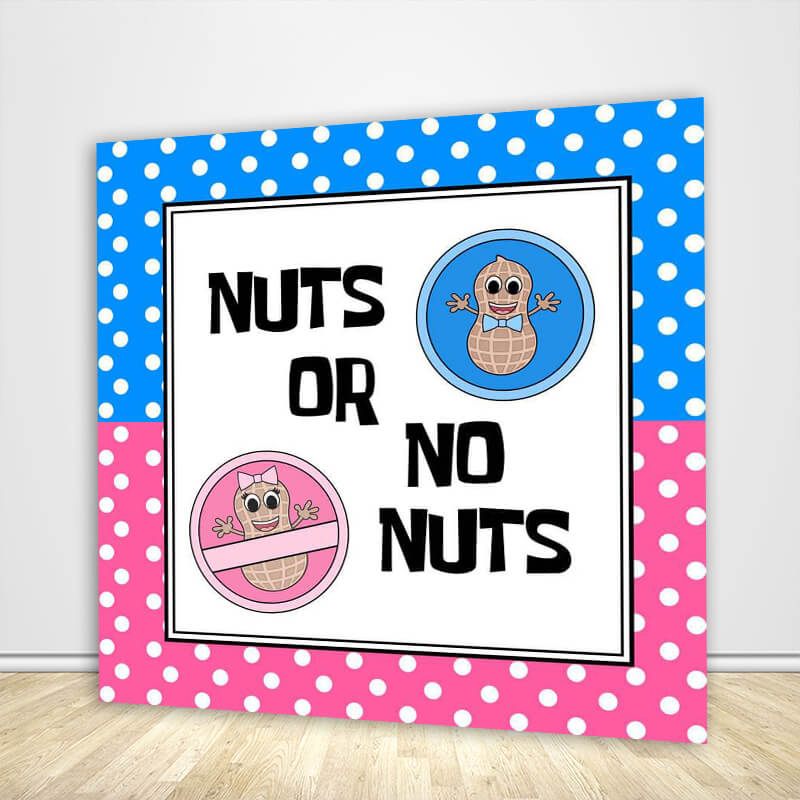 Gender Reveal Nuts or No Nuts Backdrop - Designed, Printed & Shipped-ubackdrop