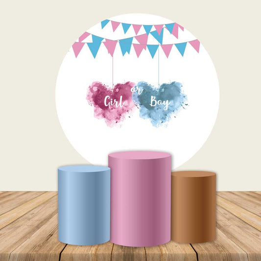 Girl or Boy Gender Reveal Round Backdrop-ubackdrop