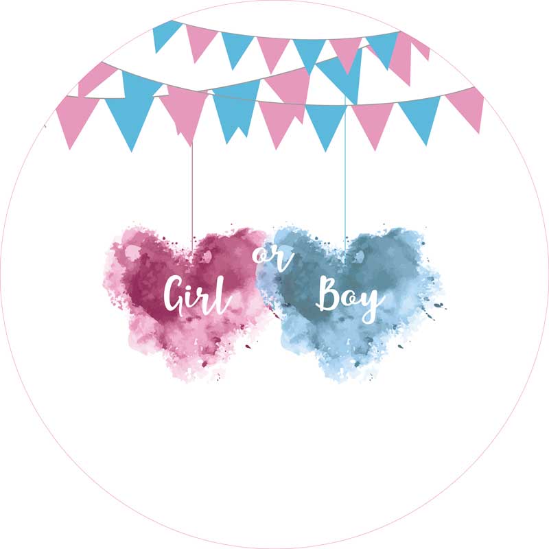 Girl or Boy Gender Reveal Round Backdrop-ubackdrop