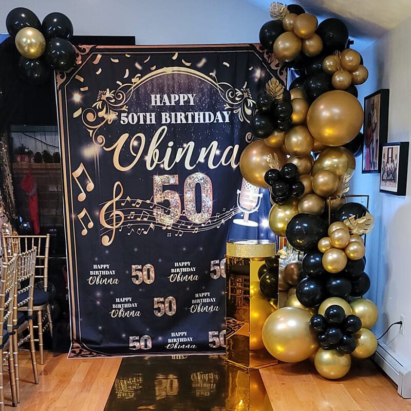 Golden Birthday Theme Custom Backdrop-ubackdrop