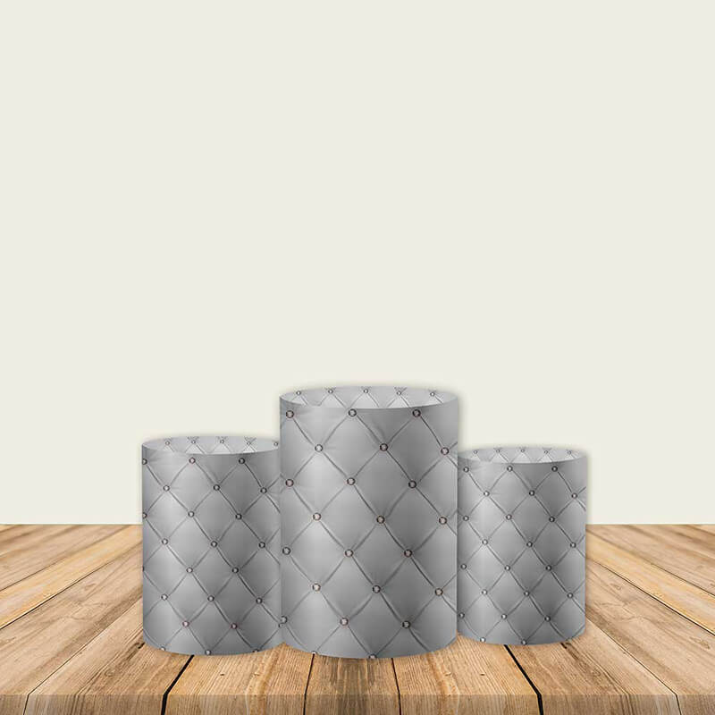 Grey Stereo Birthday Fabric Pedestal Covers-ubackdrop