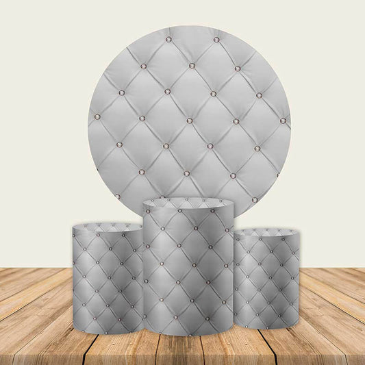 Grey Stereo Birthday Round Backdrop-ubackdrop