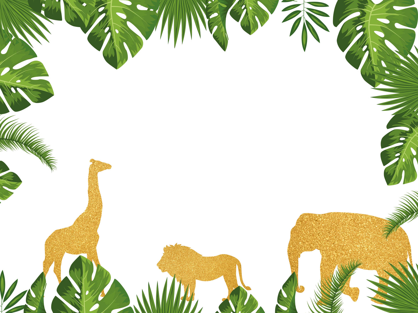 Gold Jungle Backdrop, Safari Zoo Themed Wild One 1st Birthday, Jungle Baby Shower Decoration-ubackdrop
