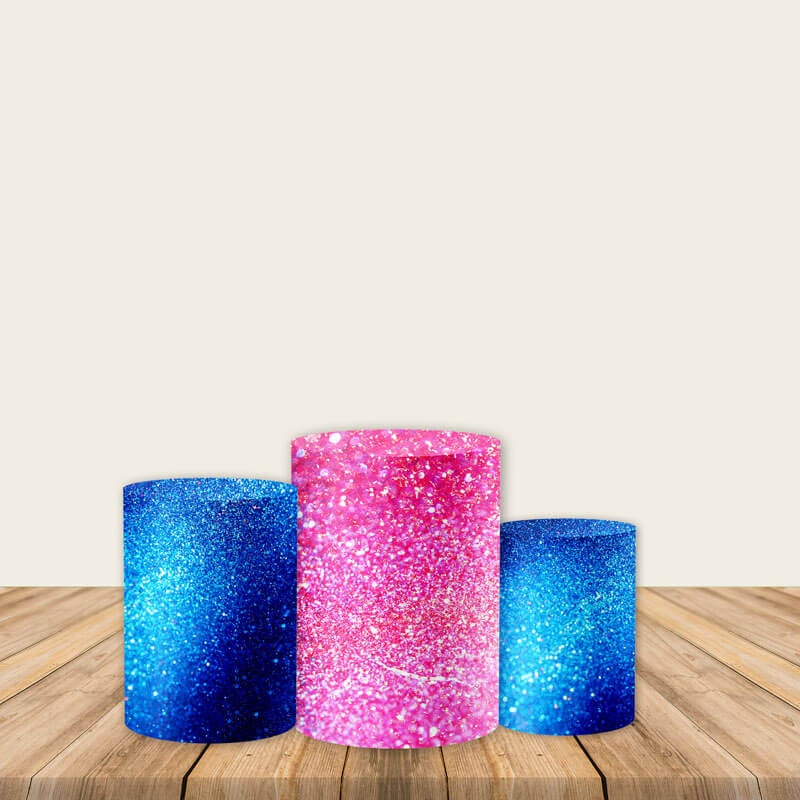 Pink Blue Bling Pedestal Covers Plinth Cover Printed Fabric Cylinder Pedestal Cover-ubackdrop