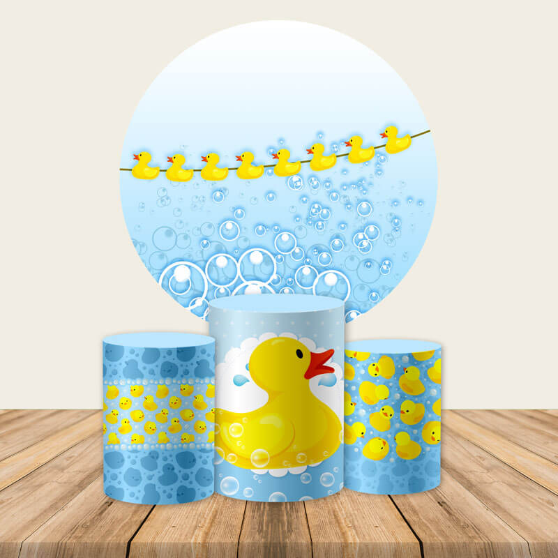 Little Yellow Duck Round Backdrop | Birthday Party Decoration - Designed, Printed and Shipped-ubackdrop