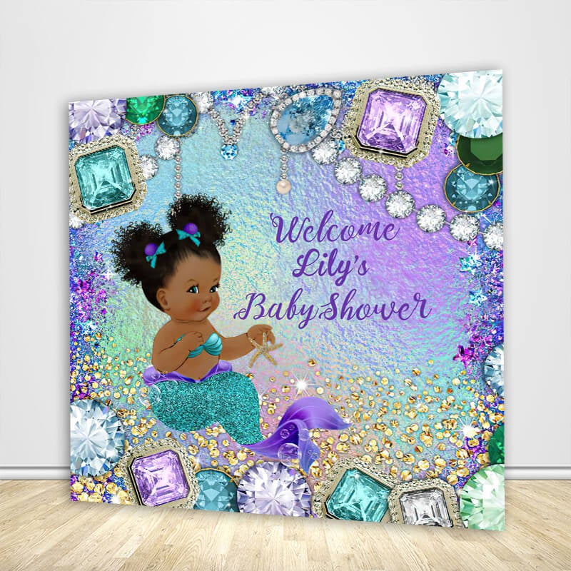 Mermaid Baby Shower Backdrop-ubackdrop