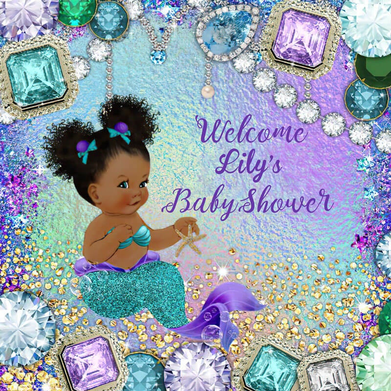 Mermaid Baby Shower Backdrop-ubackdrop