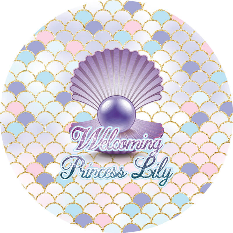 Mermaid Party Round Backdrop-ubackdrop