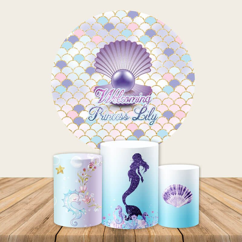 Mermaid Party Round Backdrop-ubackdrop