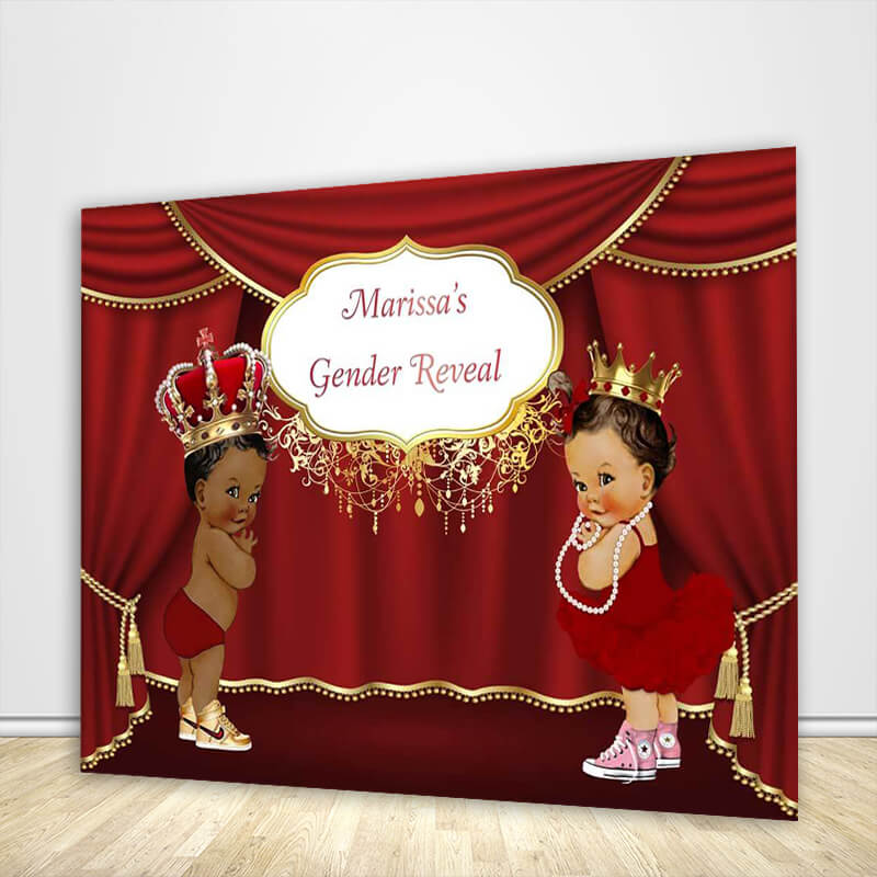 Prince or Princess Gender Reveal Backdrop - Designed, Printed & Shipped-ubackdrop