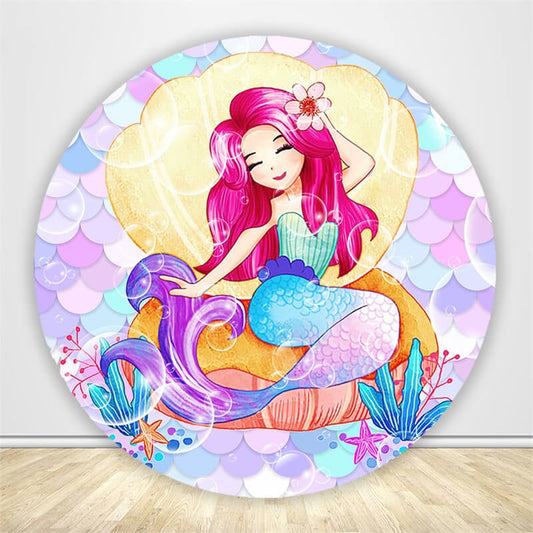 Princess Mermaid Circle Backdrop Cover-ubackdrop