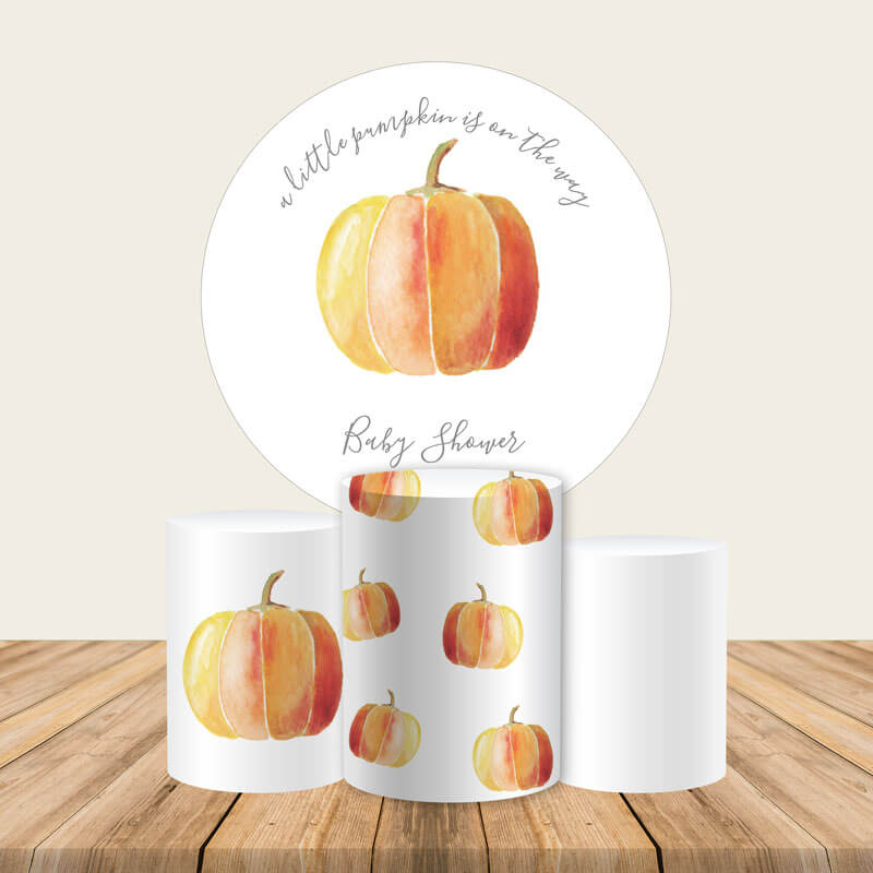 Pumpkin Baby Shower Round Backdrop-ubackdrop