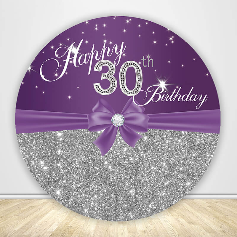 Purple and Silver Circle Backdrop Cover-ubackdrop