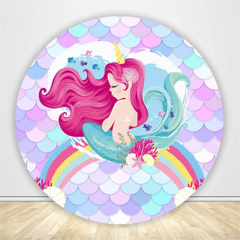 Rainbow Mermaid Circle Backdrop Cover-ubackdrop