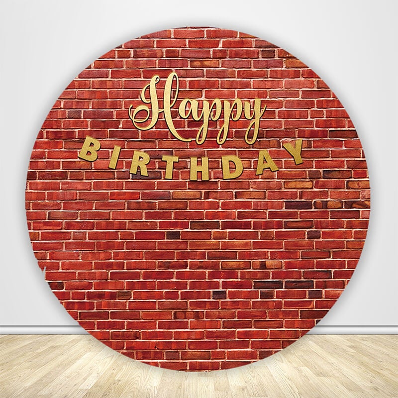 Red Brick Wall Circle Backdrop Cover-ubackdrop