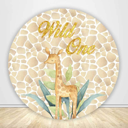 Safari Giraffe Wild Circle Backdrop Cover-ubackdrop