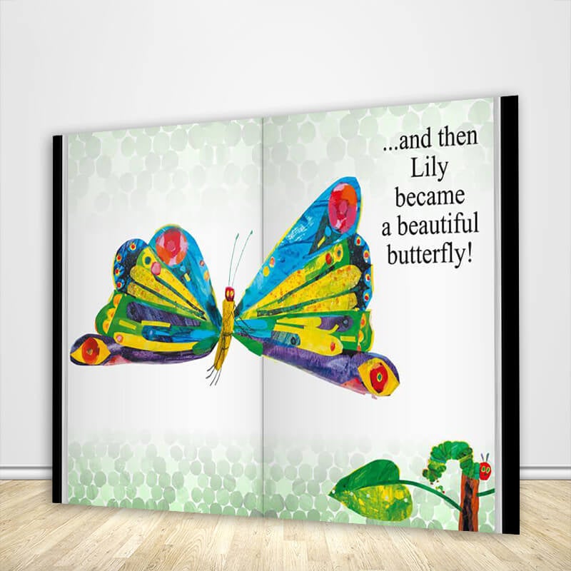 The Very Hungry Caterpillar Backdrop Butterfly Storybook Birthday Party Decoration Banner - Designed, Printed & Shipped-ubackdrop