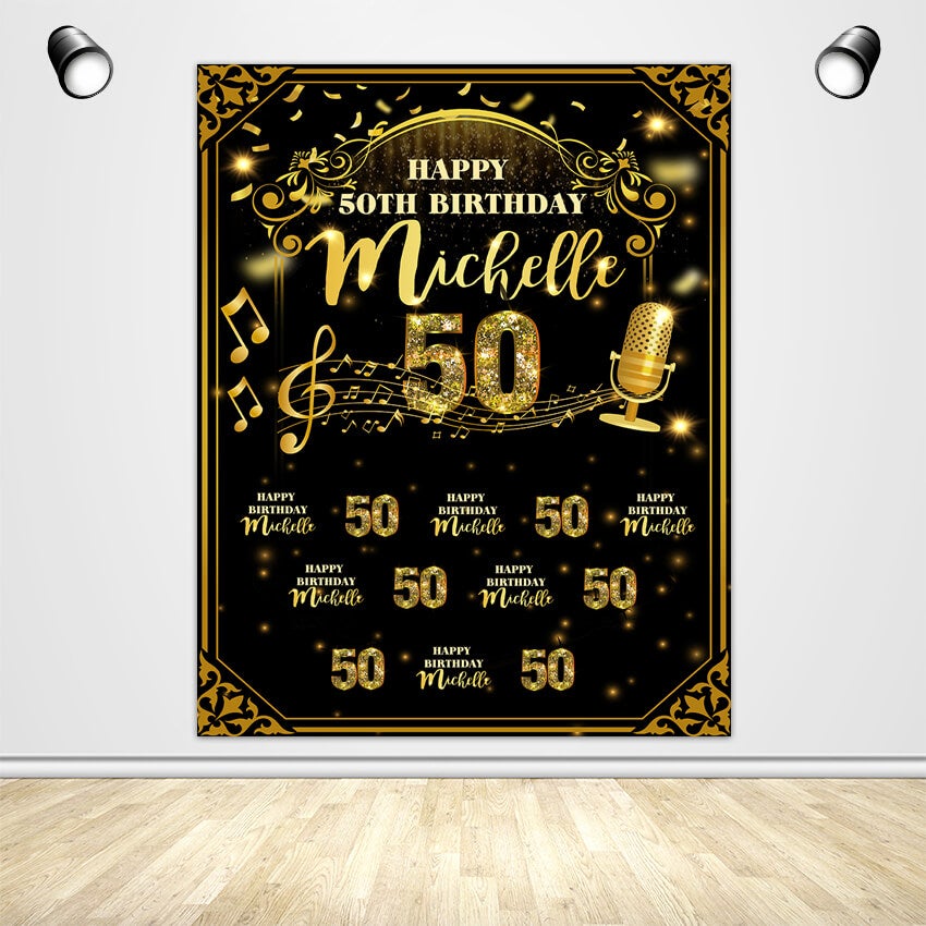 Golden Birthday Theme Custom Backdrop-ubackdrop