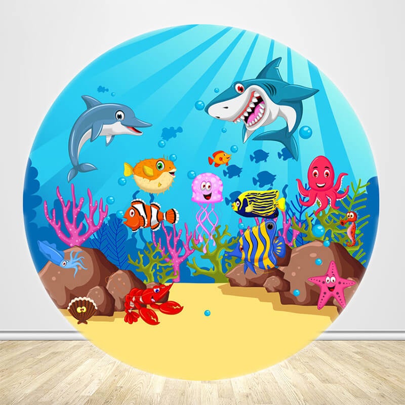 Under The Sea Circle Backdrop Cover-ubackdrop