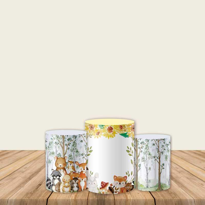 Woodland Theme Fabric Pedestal Covers-ubackdrop