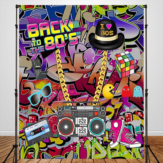 80s Hip Hop Graffiti Theme Party Custom Backdrop-ubackdrop