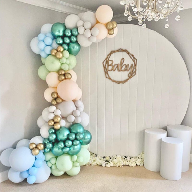 White Velvet Round Backdrop Cover with Stand | Birthday&Baby Shower&Wedding Decorations-ubackdrop